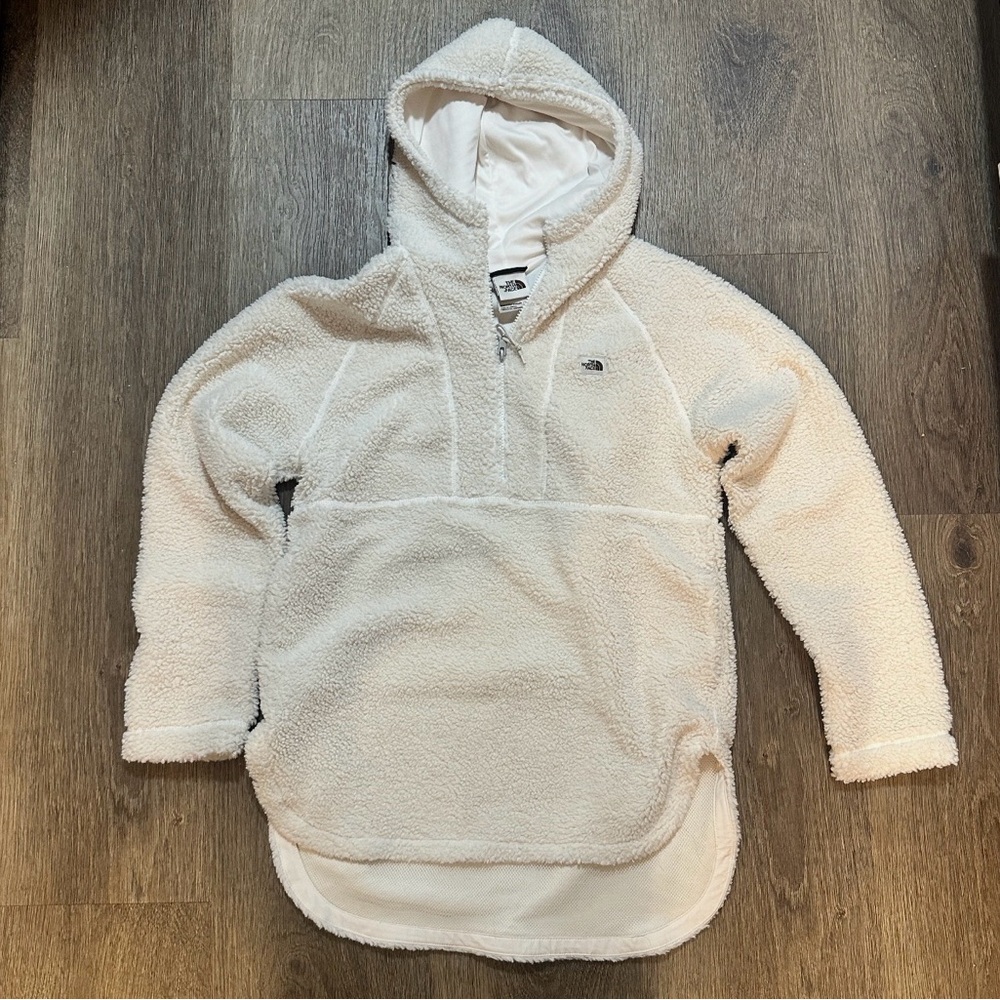 The North Face Cream Sherpa Half-Zip Hoodie